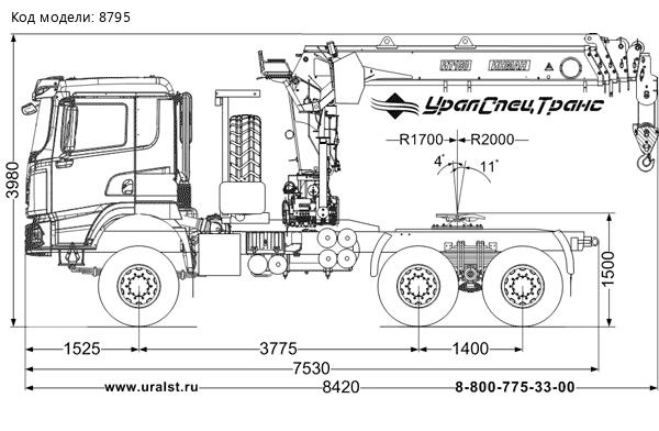 Седельный тягач УСТ 5453 с КМУ ИТ-150 SHACMAN SX32586V385 (6х6), КБ 3775 мм, 315/80R22,5